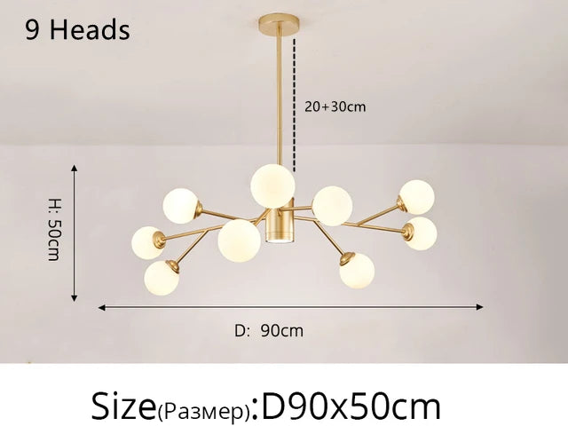 Nordic glass chandelier magic bean designer home decor - vue 11 sur 14