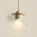 Japanese minimalist style LED pendant light in walnut and travertine