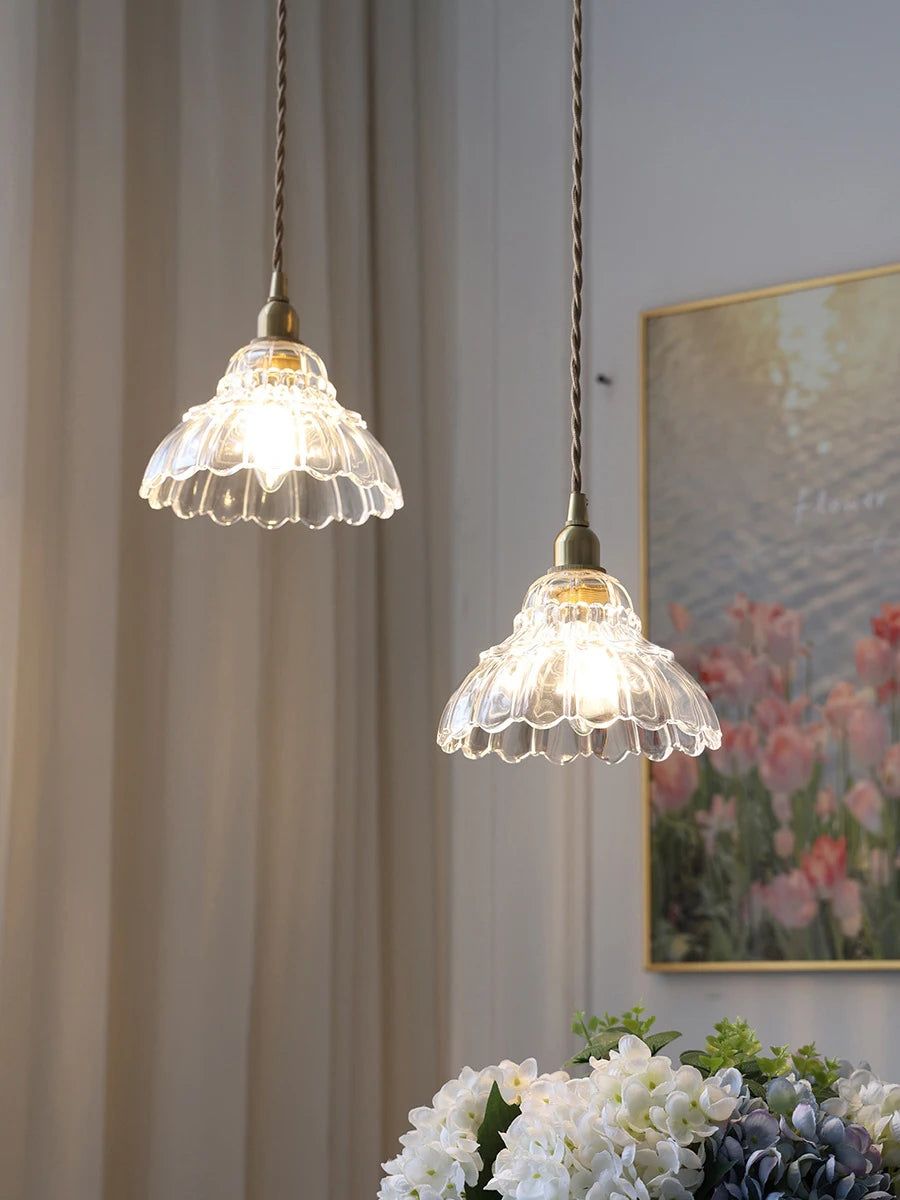 Japanese style glass and brass pendant light nordic luxury design - vue 6 sur 8