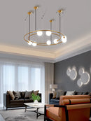 Modern creative orbit planet glass LED chandelier for café decor
