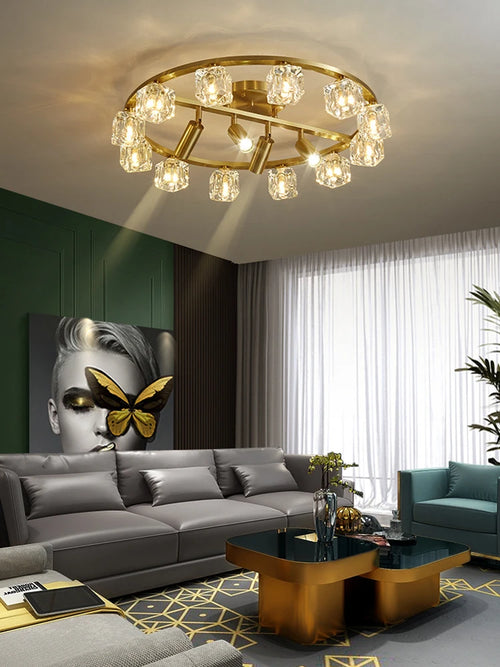Copper and crystal chandelier for modern decor 2024 - vue 3 sur 10