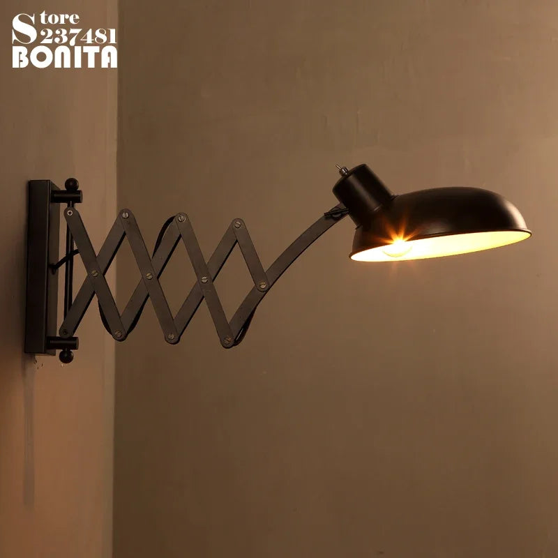 Retro industrial style extendable iron wall lamp