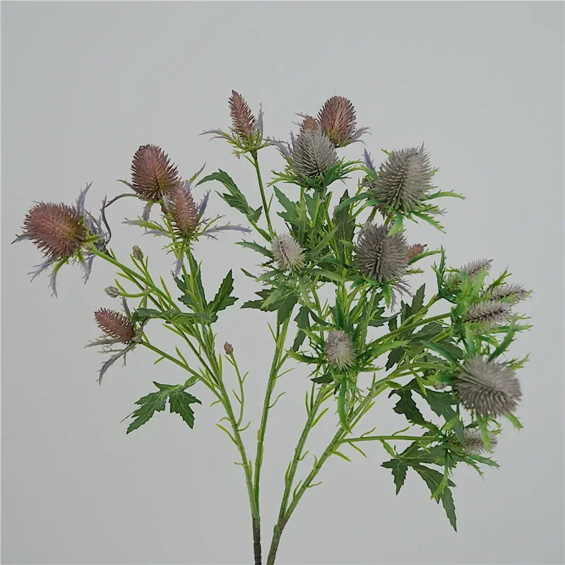Decorative artificial sea holly flowers in pink and violet - vue 3 sur 12