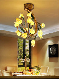 Nordic style decorative glass tulip LED ceiling light