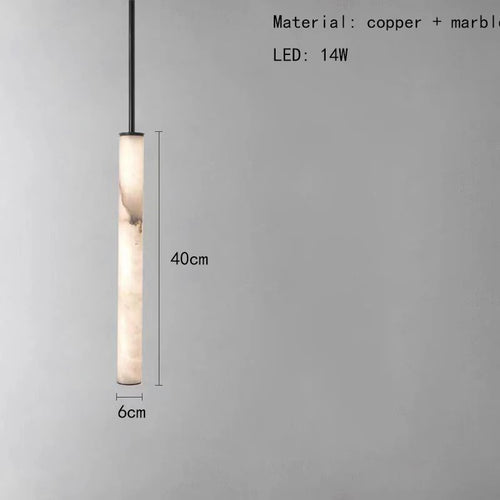lustre cylindrique en marbre naturel avec cordon réglable 3000k - vue 9 sur 9
