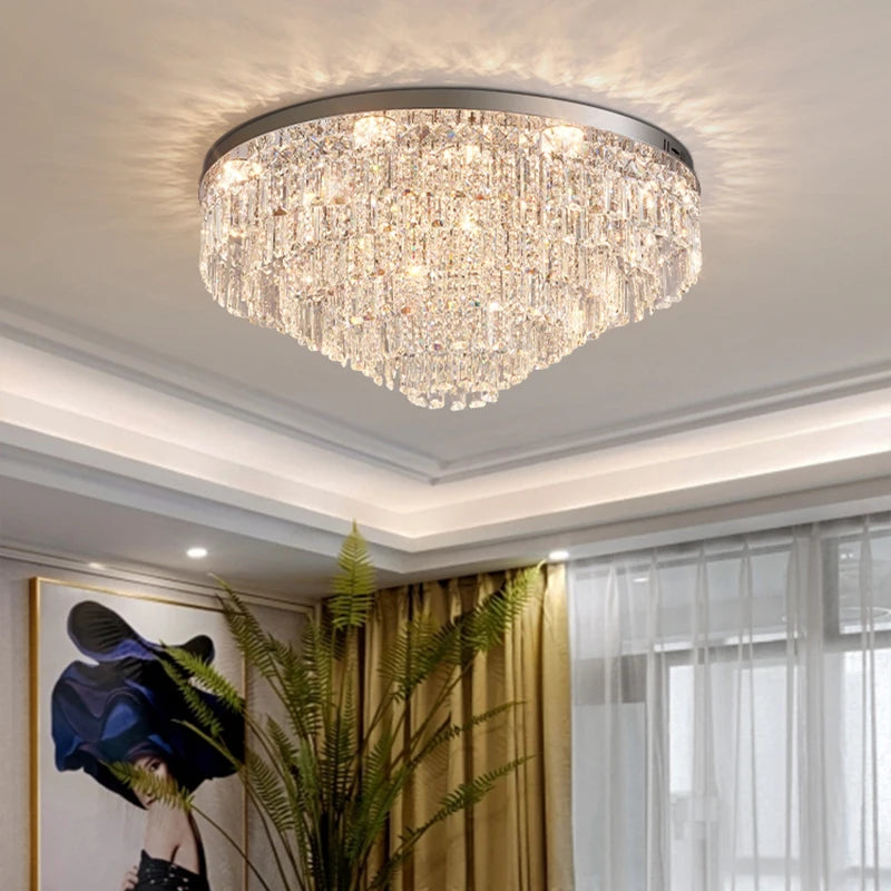 Luxury French style crystal ceiling light simple atmosphere 2024