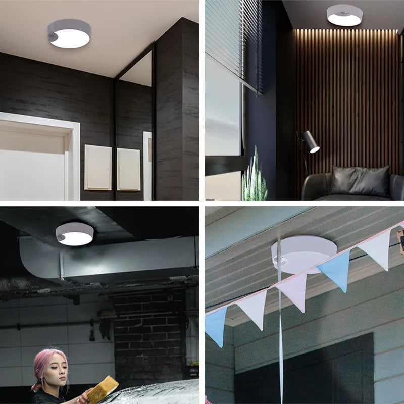 Rechargeable LED ceiling light with motion sensor, dimmable and remote control - vue 9 sur 10