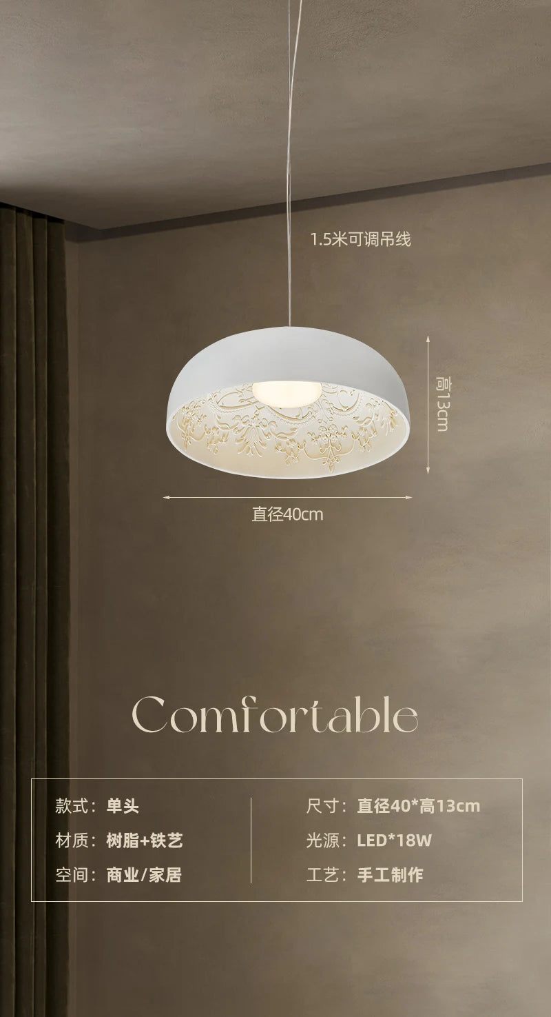 Decorative pendant light in French design for interior lighting