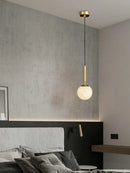 Minimalist and creative round marble all-copper chandelier