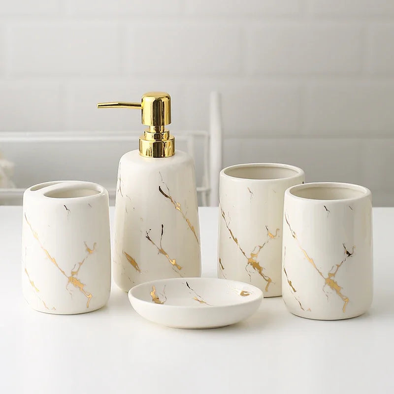 decorative ceramic bathroom set with accessories - vue 23 sur 24