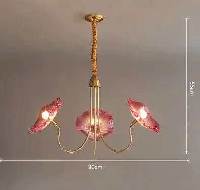 Modern glass lotus flower LED chandelier - vue 9 sur 14
