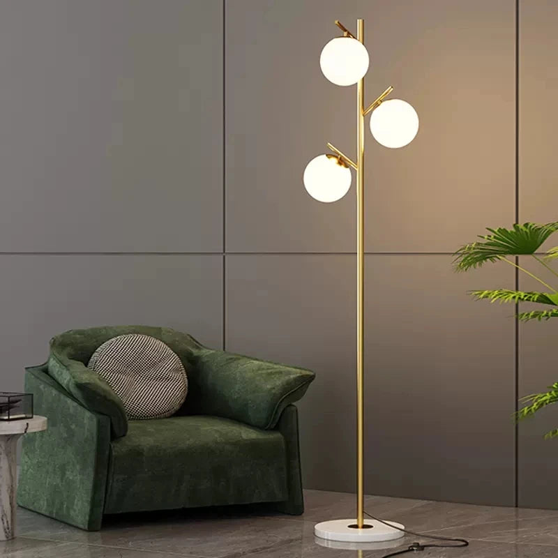 Modern glass floor lamps LED round spheres minimalist standing lighting E27