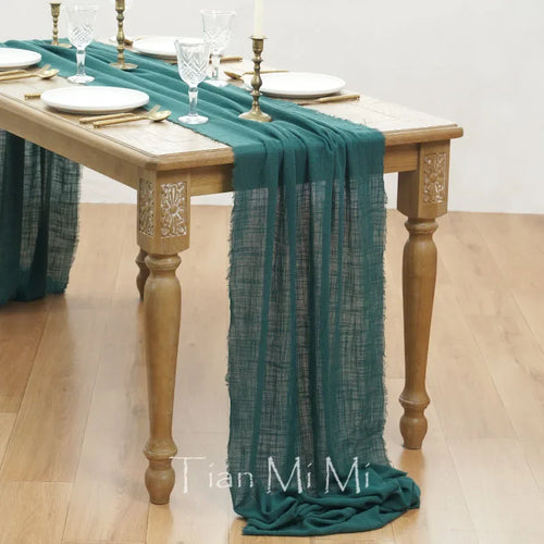 Retro beige cotton gauze table runner for weddings and parties