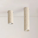 Cylindrical light yellow travertine surface mount ceiling light