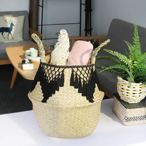 woven wicker basket for versatile storage and decoration - vue 5 sur 18