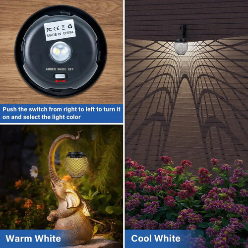 Decorative solar metal hanging outdoor lantern - vue 5 sur 7