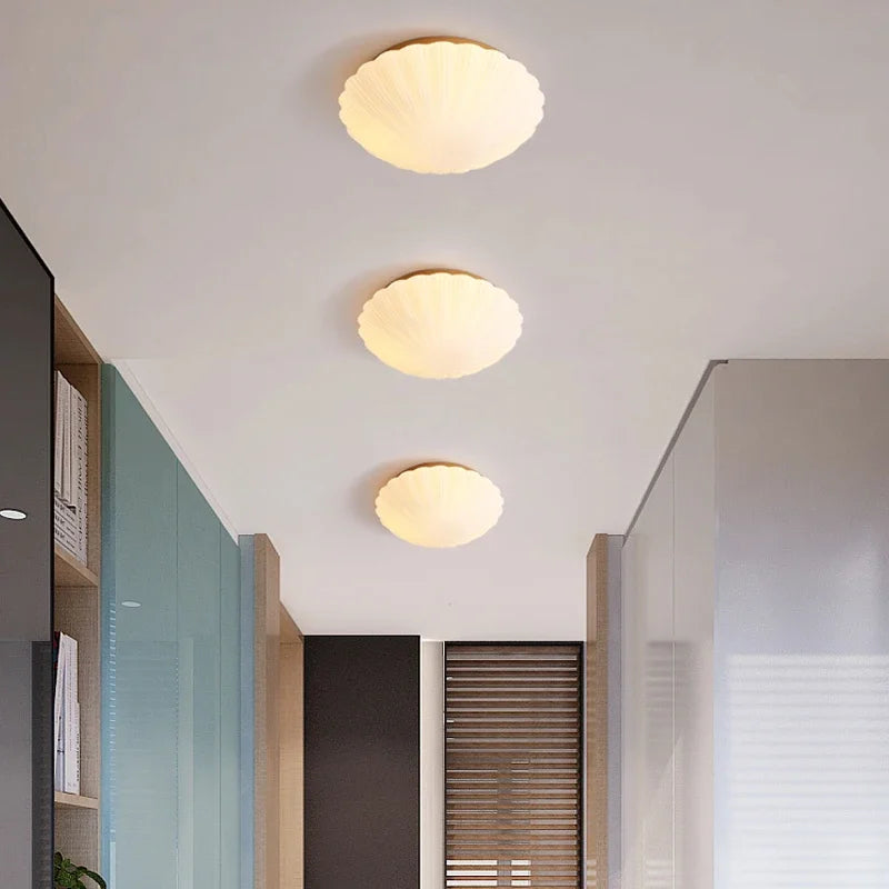 Nordic style shell glass ceiling light for interior decor - vue 3 sur 7
