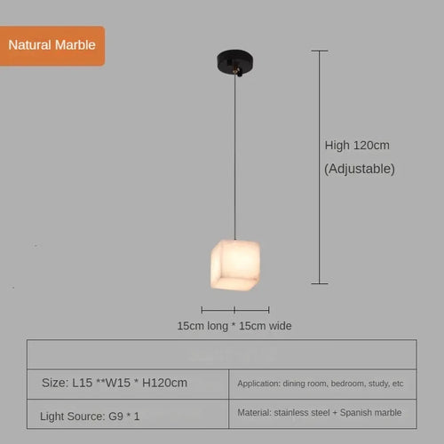Spanish marble chandelier with minimalist Chinese style for elegant interiors - vue 16 sur 15