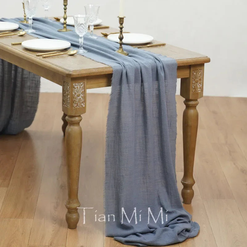 Retro cotton gauze table runner wedding decoration