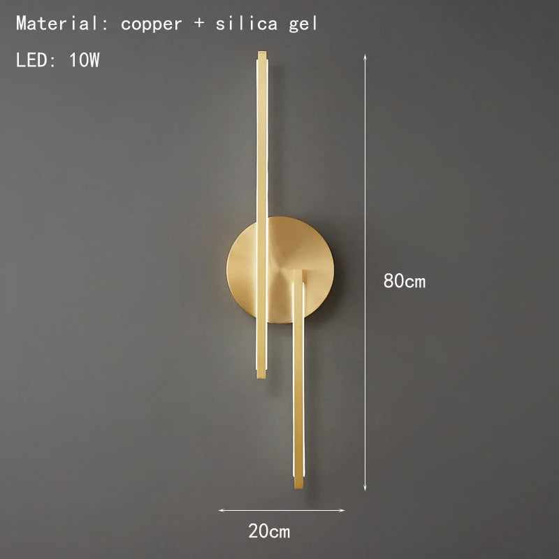 Modern minimalist brass LED wall light - vue 8 sur 10