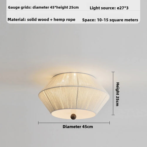 Modern wood and hemp rope pendant light for elegant interiors - vue 9 sur 8