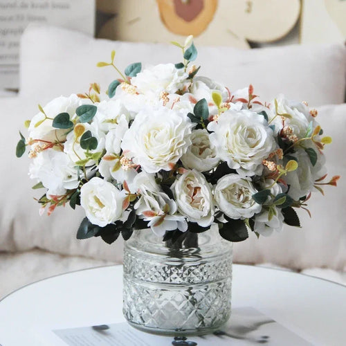 Pink silk peony bouquet for interior decoration - vue 2 sur 12