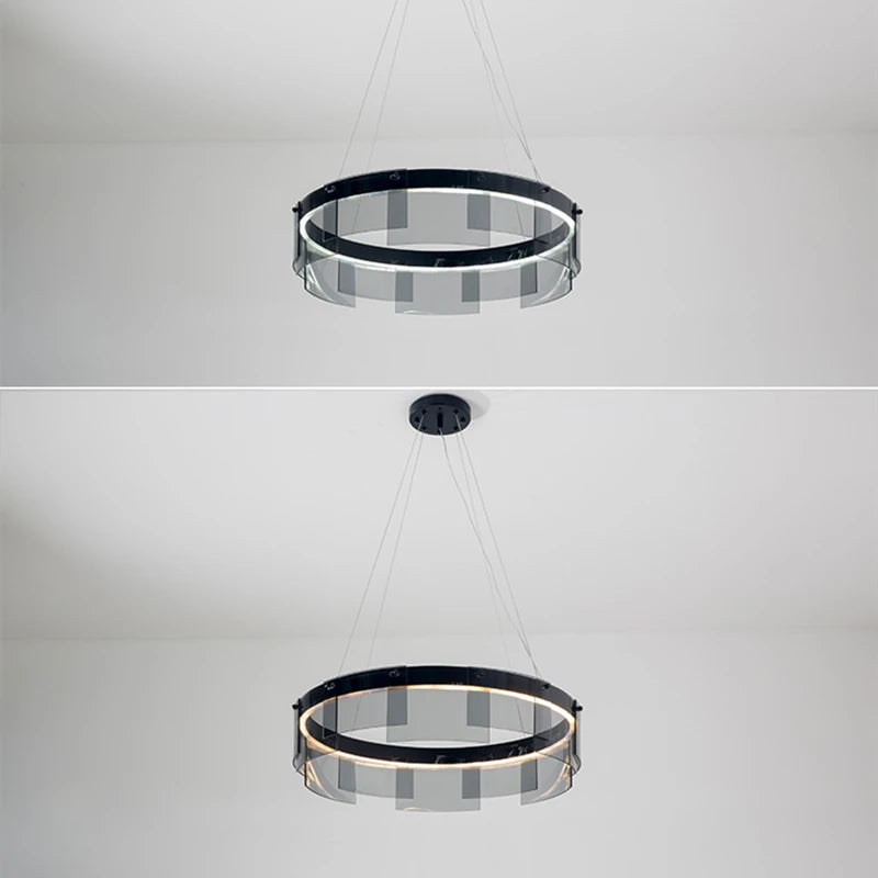 Stratos designer glass LED chandelier for indoor use - vue 4 sur 7