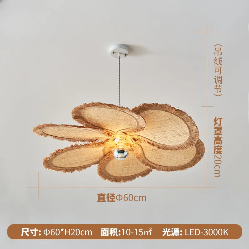 Artistic petal pendant light with woven flower design