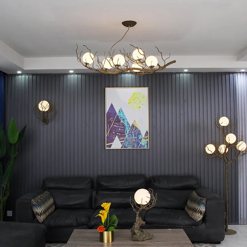 Vintage branch LED chandelier unique indoor decoration