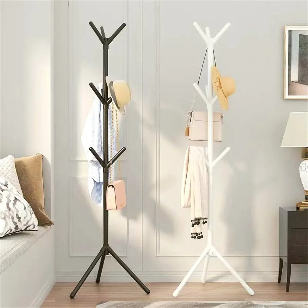 clothes and hat rack vertical branch-shaped support