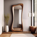 French decorative mirror in walnut wood, luxury retro style