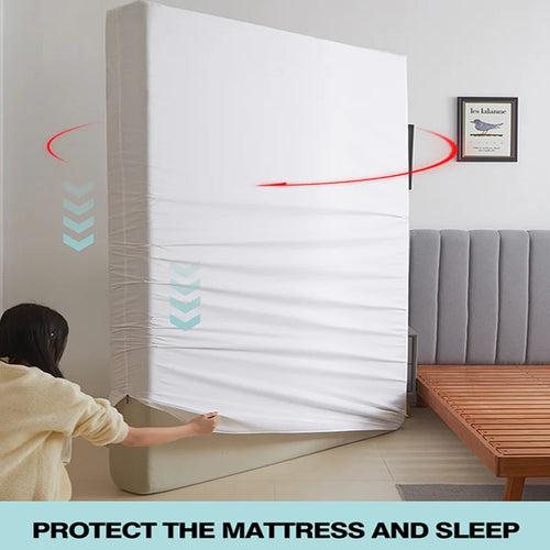 Waterproof Mattress Protector with Zipper Soft & Breathable Noiseless Mattress Cover for Single or Double Bed, Queen/King Size - vue 6 sur 8