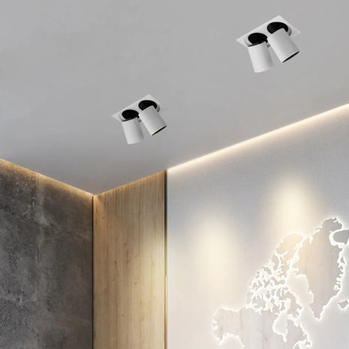 Square telescopic recessed LED spotlight with flexible rotation for home - vue 4 sur 10