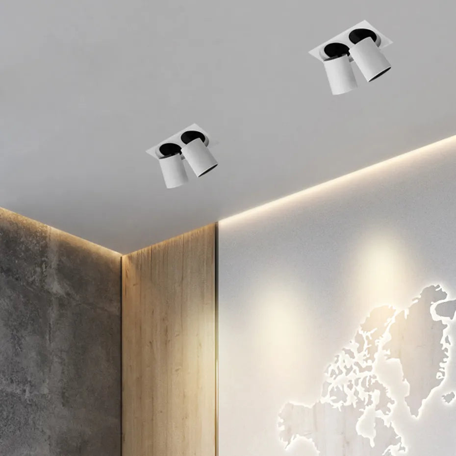 Square telescopic recessed LED spotlight with flexible rotation for home - vue 3 sur 10