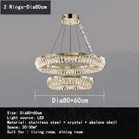 Modern crystal and copper chandelier three-tier indoor lighting
