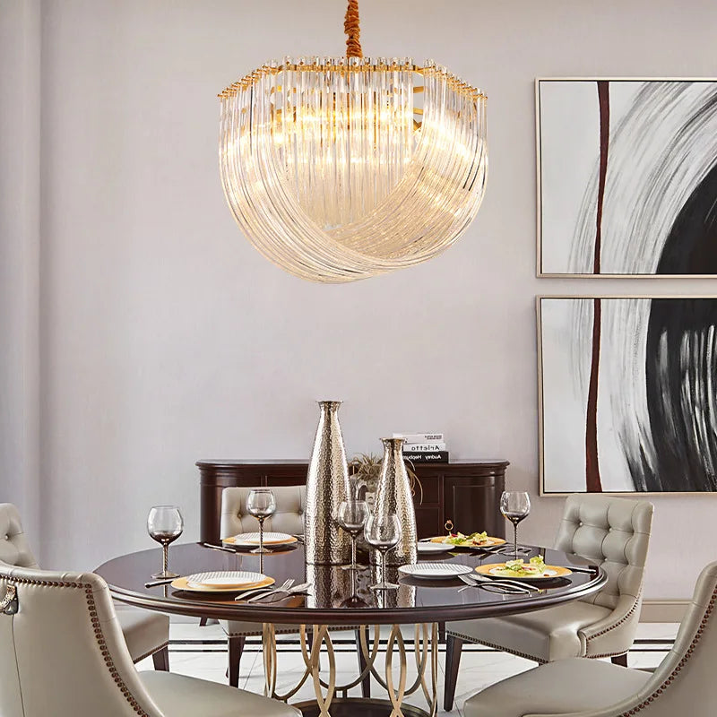 Modern glass LED chandelier for restaurant or hotel - vue 5 sur 14