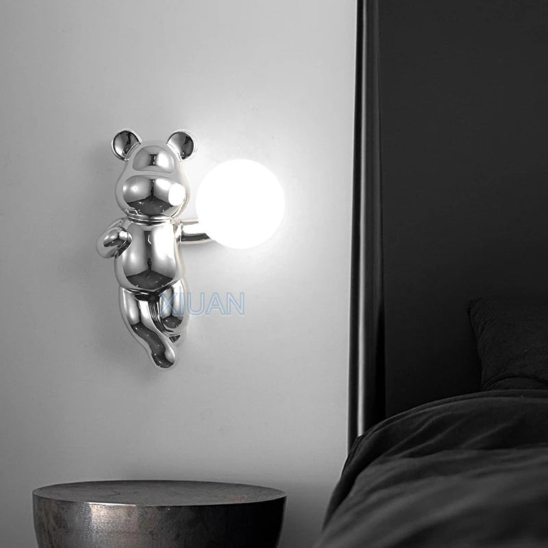 Resin and glass bear wall light for children - vue 5 sur 18