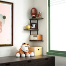 rustic three-tier wooden corner wall shelf