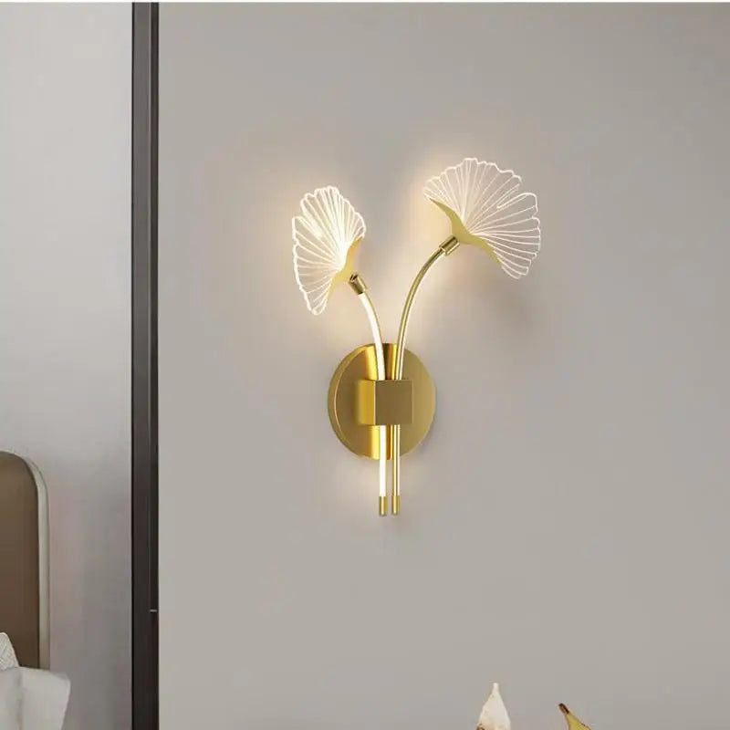 Decorative LED wall light in ginkgo leaf shape - vue 6 sur 9