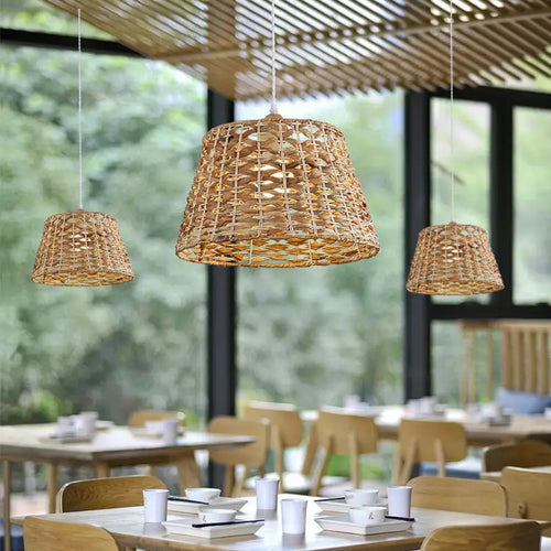 Wabi sabi style rattan pendant light for modern decor - vue 6 sur 11