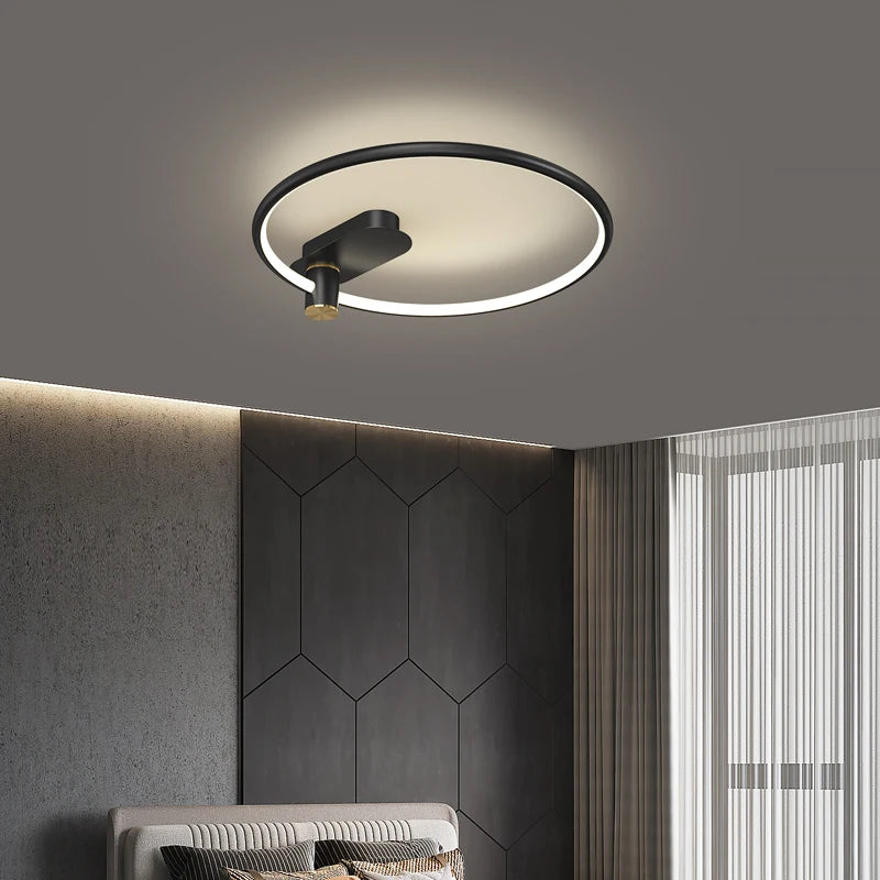 Luxury nordic style circular LED ceiling light for decorative interiors - vue 6 sur 12