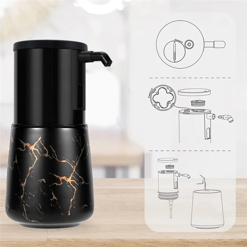 Automatic Soap Dispenser Kitchen, Foaming Soap Dispenser Bathroom, Foam Soap Dispenser Touchless for Bathroom Black - vue 2 sur 6