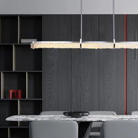 Modern stainless steel pendant light with minimalist crystal bar
