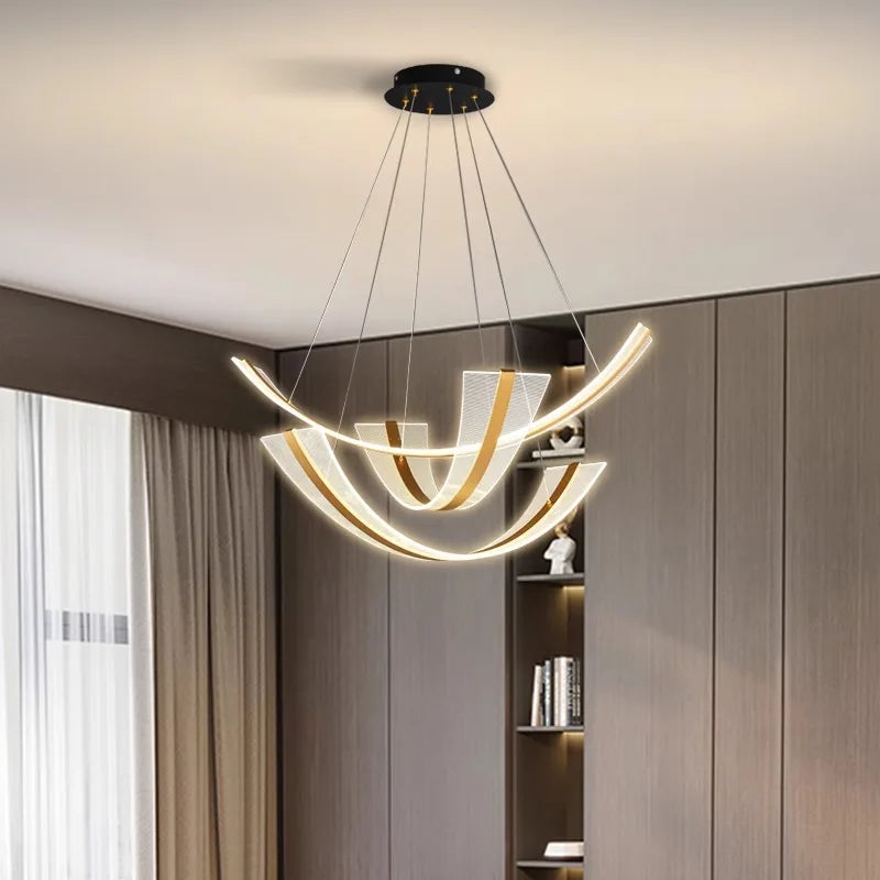 Modern LED decorative chandelier for dining room and indoor lighting - vue 3 sur 9