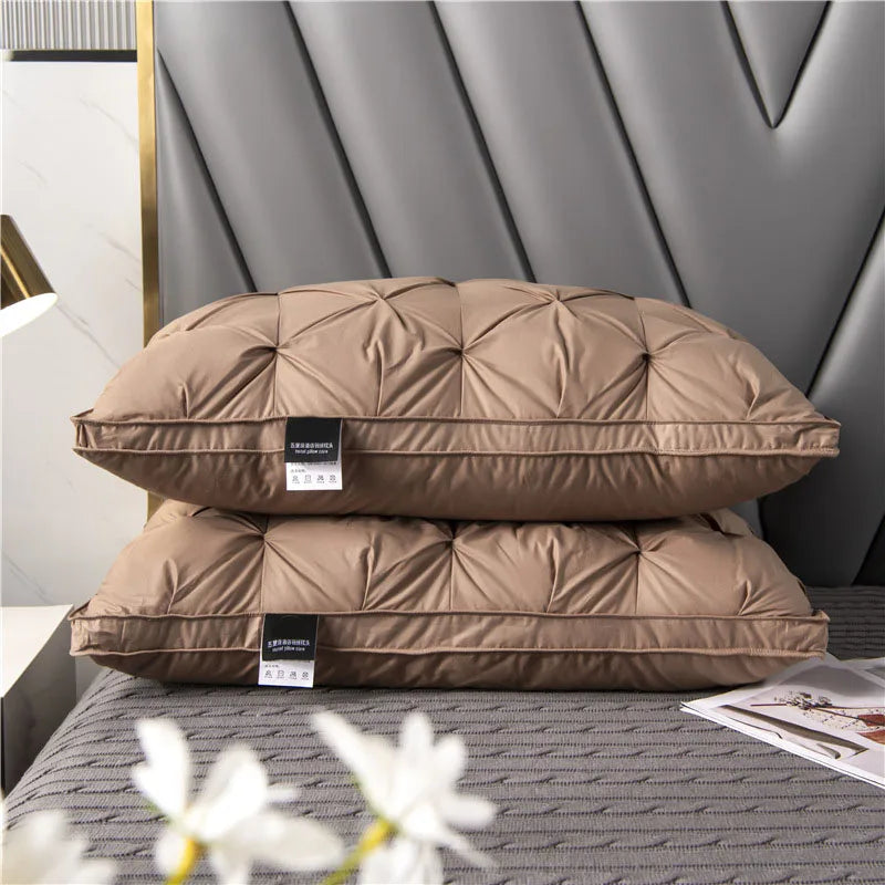 Five-star hotel down comfort pillow, 3D embossed pillow, neck support pillow, white goose down pillow core - vue 7 sur 7