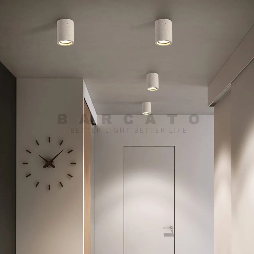 Minimalist industrial surface mounted cement spotlight GU10 LED for living room, hallway, kitchen, corridor - vue 4 sur 6