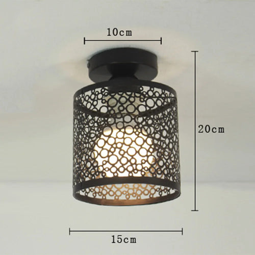 Modern iron pendant light with retro metal cage - vue 7 sur 7