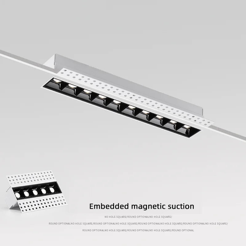Creative linear rimless magnetic recessed LED ceiling light