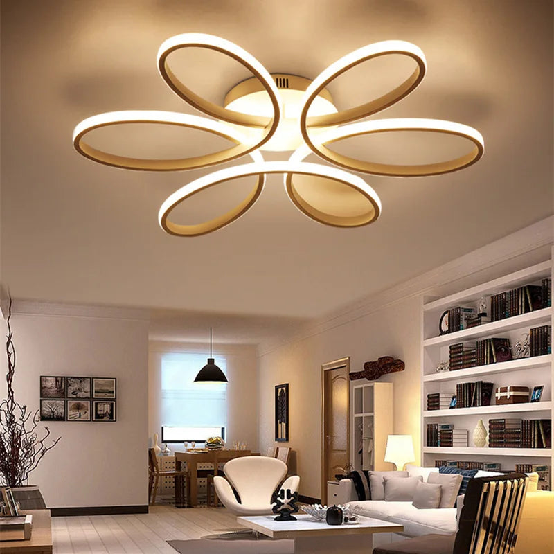 Modern Nordic LED chandelier with remote control, flower shaped