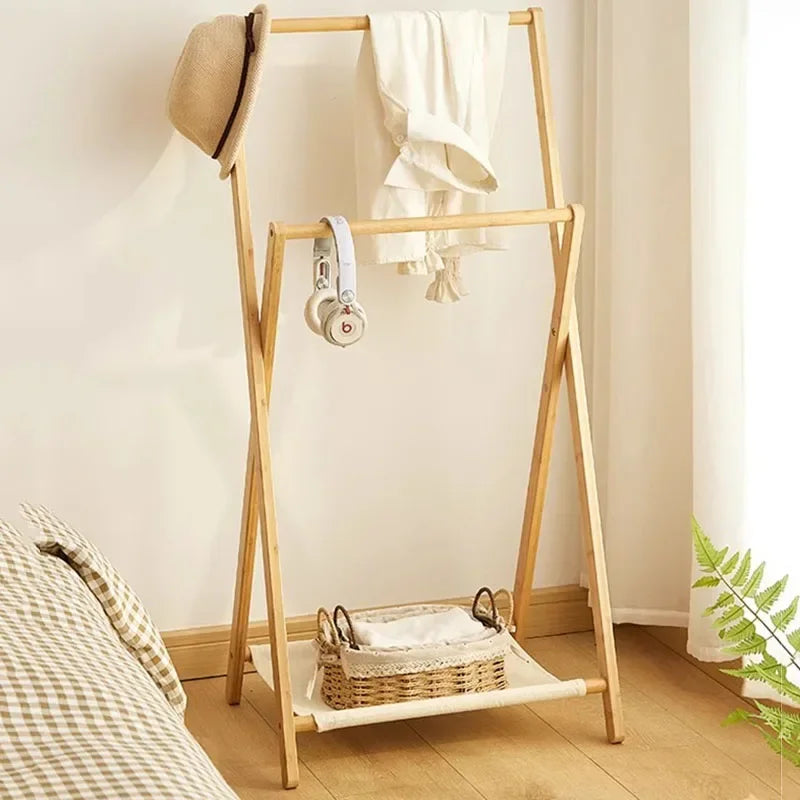 foldable coat rack with multifunctional storage shelf